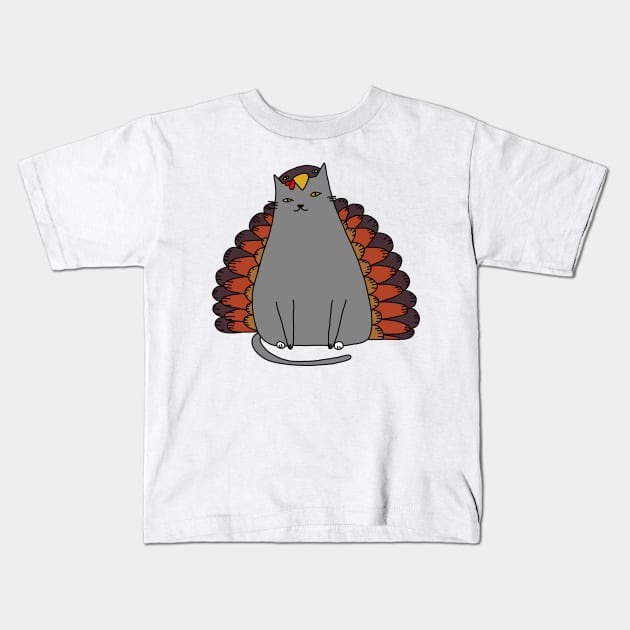 Gobble Gobble Kitty Kids T-Shirt by KilkennyCat Art